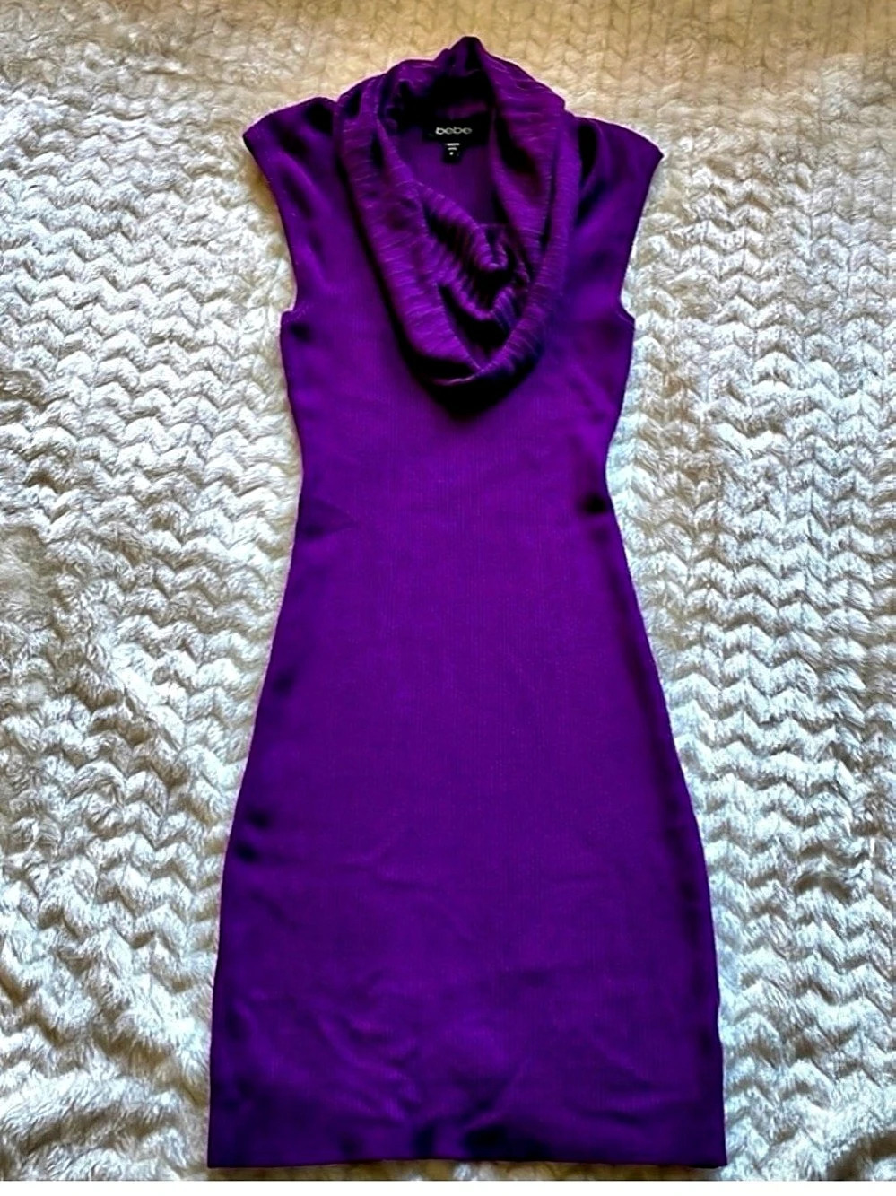 bebe Cowl Neck Mini Dress in Purple Size Small Like New